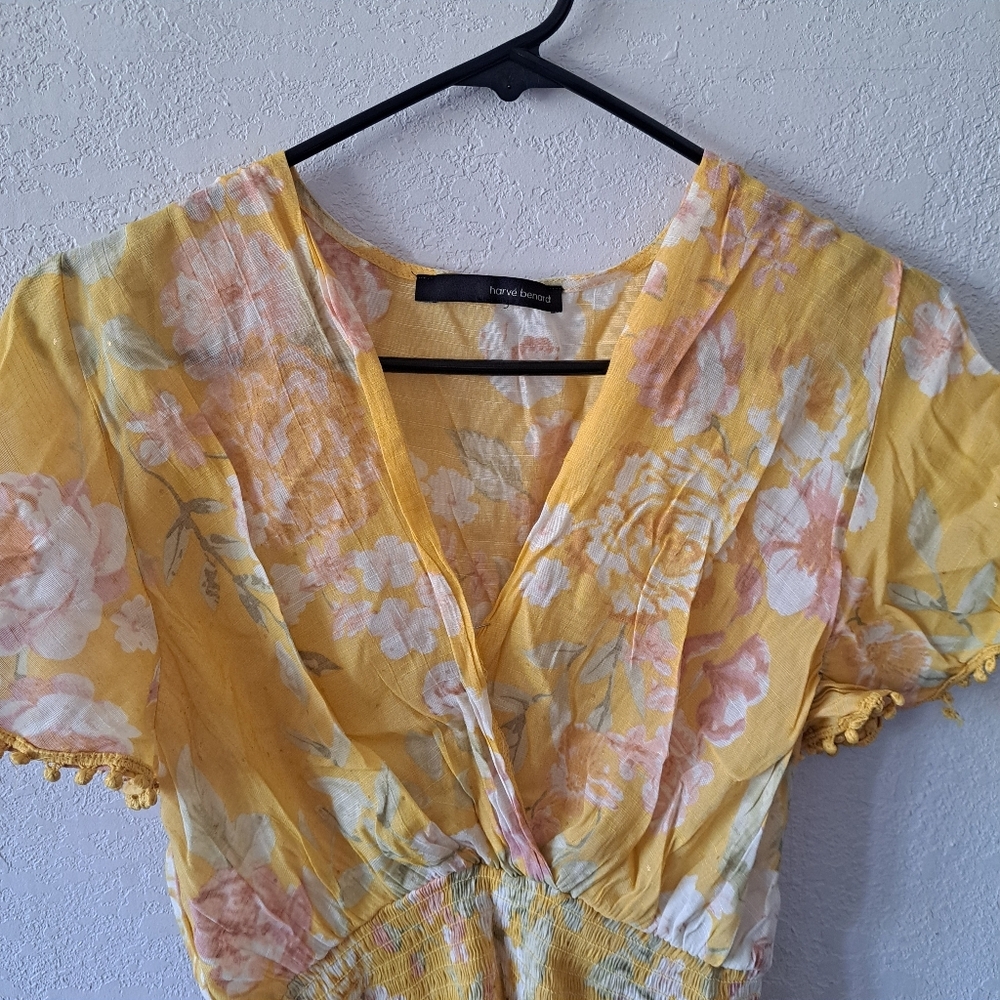 Harvé Benard Yellow Floral Blouse - Picture 2 of 6